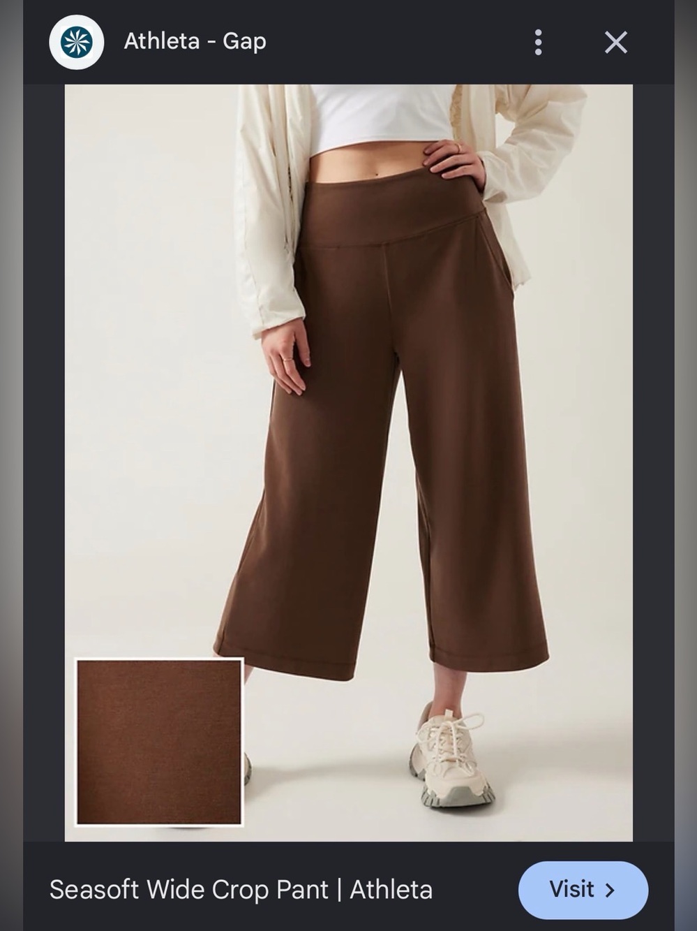 Athleta Brown Seasoft Wide Crop Pants